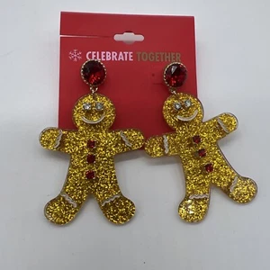 Celebrate Together Resin Gingerbread Post Drop Earrings New - Picture 1 of 3