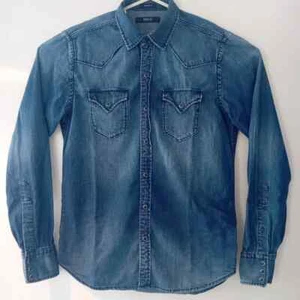 Replay Denim Shirt Blue Cowboy Western Mens Medium - Picture 1 of 14