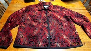  BEAUTIFUL CROFT & BARROW RED BLACK YELLOW LEOPARD BLAZER JACKET SIZE XL  - Picture 1 of 4