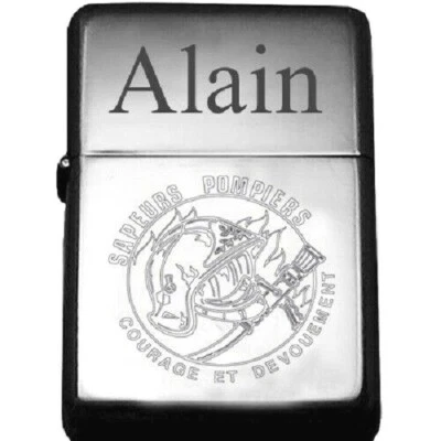 superbe briquet tempête essence gravé personnalisé sapeurs pompiers + prénom