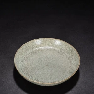 7.4" China Antigua Canción Dinastía Ru Horno Porcelana Cian Esmalte Plato Redondo - Imagen 1 de 9