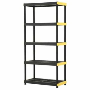 5-Tier Plastic Garage Storage Shelving Unit in Black 20"L x 48"W x 72"H - Picture 1 of 7
