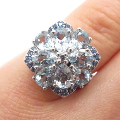 MICHELLE ALBALA 925 Sterling Silver Real Blue & White Topaz Iolite Ring Size 5 - Image 1 of 4