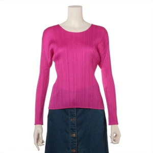 Pleats Please Issey Miyake Long Sleeve Blouse Hot Pink - Picture 1 of 6