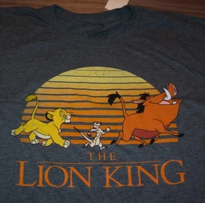 VINTAGE STYLE WALT DISNEY THE LION KING T-Shirt MENS MEDIUM NEW Simba Pumbaa - Picture 1 of 3