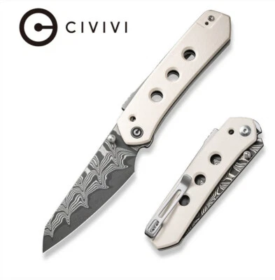 Civivi C22036-DS1 Vision FG 3.5" Superlock +Damascus Blade & White Folding Knife - Image 1 of 4