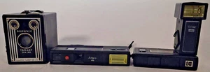 Lot Untested Cameras - Kodak Brownie Target Six 20, Ansco 410 & Kodak 608 + 118 - Picture 1 of 5