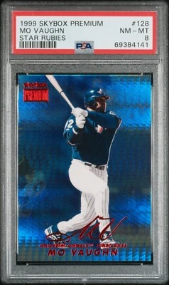 1999 SKYBOX PREMIUM STAR RUBIES #128 MO VAUGHN PMG SP #/50 PSA 8 NM-MT TOP POP 1 - Image 1 of 2