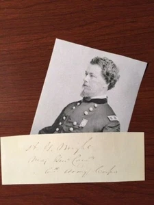 GENERAL HORATIO G. WRIGHT SIGNED SLIP CIVIL WAR 6TH ARMY CORPS, PETERSBURG - Picture 1 of 2