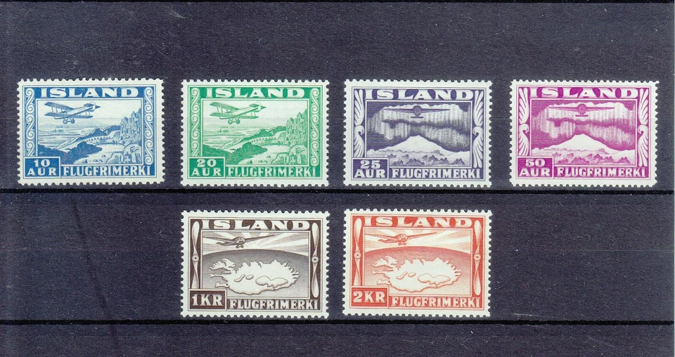 ICELAND  ISLAND 1934 AIR MAIL   Mi 175-180    MLH* - Image 1 of 1