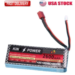 2600mAh 7.4V Lipo Battery 25C T Plug for 1/14 RC Wltoys 144001 RC Drone Car USA - Picture 1 of 9