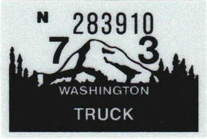 1973 WASHINGTON Vinyl Sticker Decal - TRUCK License Registration TAB TAG - New - Picture 1 of 3
