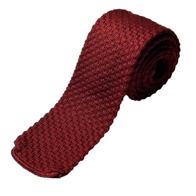 Corbata ajustada de punto de lana Damon Cambridge roja ladrillo 51 x 2 Foto 1 de 4