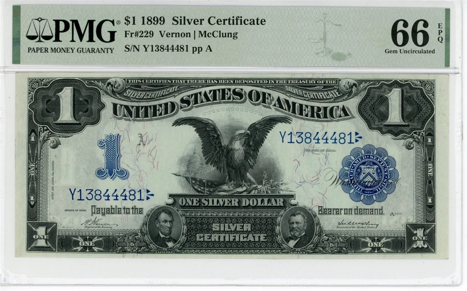 1899 $1 Black Eagle Silver Certificate Fr#229 66 EPQ PMG 1998732-002 - Image 1 of 2