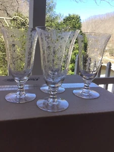 Set 4 Rare Vintage Cambridge Chantilly Etched Crystal Iced Tea Goblets Tumblers - Picture 1 of 22
