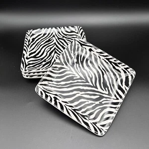 Zebra Animal Print Appetizer or Dessert Plates (4)/6"square/Ironstone/Pier One - Picture 1 of 8