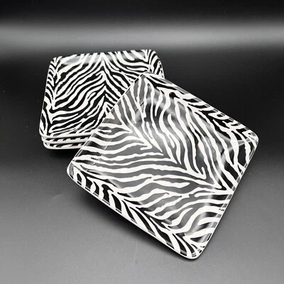 Zebra Animal Print Appetizer or Dessert Plates (4)/6"square/Ironstone/Pier One - Image 1 of 4