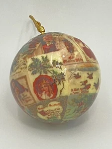 Vintage Paper Mache Old Fashion Christmas Style Round Ornament Bulb - Picture 1 of 5