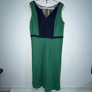 Vestido Vaina Boden Monica Notch Kelly Color Block Talla 12 Verde Azul Marino Línea A - Imagen 1 de 8
