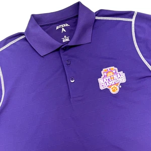 2016 Clemson Tigers National Champs Antigua Short Sleeve Polo Shirt Men M Purple - Picture 1 of 12