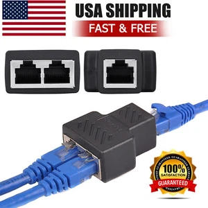 RJ45 Splitter Adapter 1 to 2 Ways Dual Female Port CAT6/5/7 LAN Ethernet Cable - Picture 1 of 9