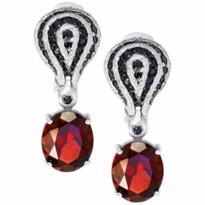 Lab Created Pear Cut Purple & Round Cut White Gemstone Beautiful Dangle Earrings - Image 1 of 4