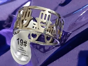 Anello Fascia MANO di FATIMA Mis18 ACCIAIO 316L Anallergico Gioielli Unisex Moda - Picture 1 of 3