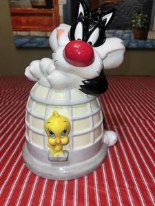 Warner Brothers Sylvester and Tweety Bird In Cage 12" Cookie Jar 1995 Ceramic - Picture 1 of 9