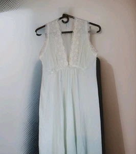 Rare Set 1960's Vintage Eve Stillman Orig Nightgown XS Green Pastel Flowy Model - Picture 1 of 16