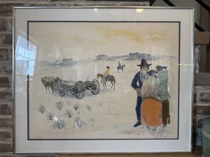 Ira Moskowitz Original Watercolor Signed & Framed Native American Taos NM 320/35 - Picture 1 of 4