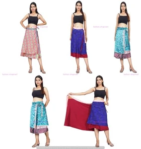 Indian Vintage Silk Skirt Sari Skirt Wholesale Dress Magic Wrap Around 5 PC Lot - Picture 1 of 14