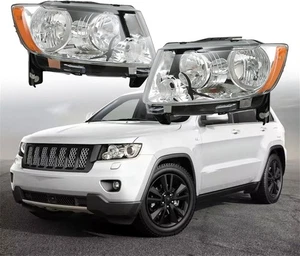 For Compass 2011-2017 Halogen Black Headlights Jeep Grand Cherokee  2011-2013 - Picture 1 of 6