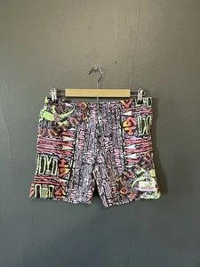 Vintage Gecko Mens Multicolor Graphic Print Pullon Shorts Size Large Made in USA - Picture 1 of 3