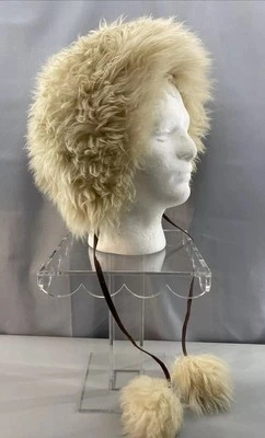 Sombrero de piel de oveja toscano genuino para niñas/jóvenes hecho a mano años 70 de colección Foto 1 de 4