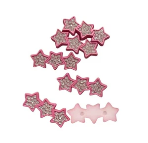 10 Junk Charm Charms Resin Cabochon Kawaii Bling Rhinestone Silver Pink Stars - Picture 1 of 1