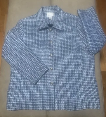 Chaqueta Drapers & Damons Mujer Azul Tweed Cuadros Decoración Metálica Abotonada Talla 18W Foto 1 de 4