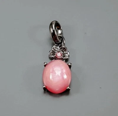 Unique handcrafted pendant Ruby Cabochon Rhodolite 925 Black Rhodium Plated - Image 1 of 4