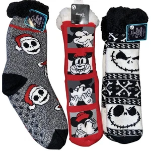 Disney Mickey y la yegua de la noche antes de Navidad zapatilla calcetín conjunto de 3 ~ nuevo - Imagen 1 de 3