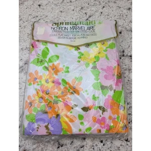 Vintage Springmaid Marvelaire Floral Flat Sheet Double No-Iron NOS - Picture 1 of 4
