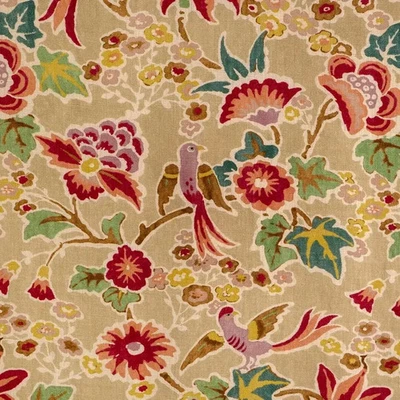 Lee Jofa Floral Bird Linen Print Fabric- Posy Print Berry Leaf 1.20yd 2023142.73 - Image 1 of 3