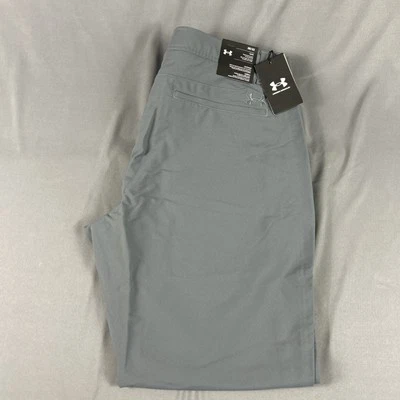 Calça de golfe Under Armour Match Play afunilada 38 x 32 cinza nylon poliéster MSRP $70 - Imagem 1 de 4