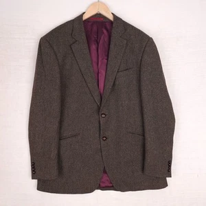 Austin Reed Tweed Blazer Jacket Mens 44R Brown Herringbone Sports Coat - Picture 1 of 16