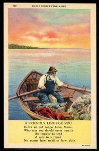 1934 "An Old Codger From Maine" Gedicht Vintage Curteich Postkarte - Bild 1 von 2