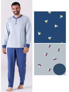 Karelpiu' Men's Cotton Jersey Long Sleeve Pajamas KC6206 - Picture 1 of 1