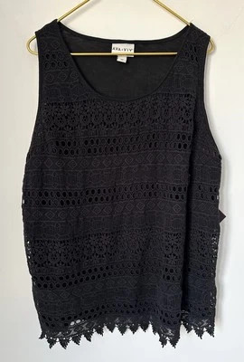 NWT Ava & Viv Black Layered Floral Eyelet Sleeveless Tank Top Women’s Plus 3X - Image 1 of 4