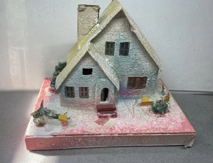 Vintage Large Christmas Putz Holiday Cardboard House ~ Made In The USA - Picture 1 of 11