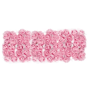 Teste di Fiori di Rosa Artificiale, Rosa Chiaro Mini Fiori Finti 0,8-1 Pollici 72pz - Foto 1 di 6