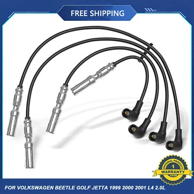 4x Spark Plug Wire Set for Volkswagen Beetle Golf Jetta 1999 2000 2001 L4 2.0L - Image 1 of 4
