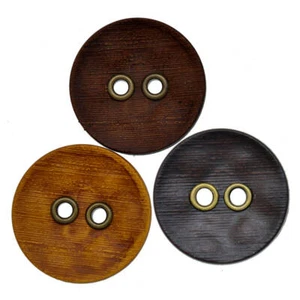 BROWN EYELET 2 HOLE BUTTONS WOOD EFFECT  Sizes 23mm 28mm 38mm - Picture 1 of 4