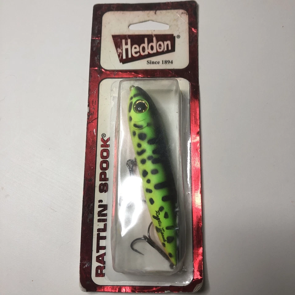 2 Heddon Rattlin' Spook Lures FLR Green Craw Color